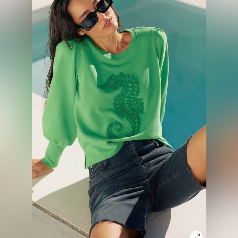 Maeve (Anthropologie)- Tufted Seahorse Sweatshirt- Size S (fits large)